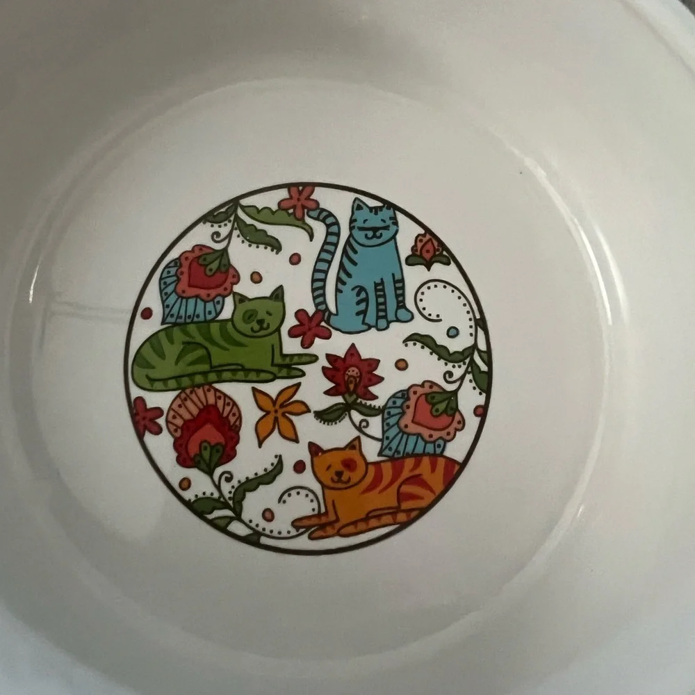 Stoneware Set of Four Pet Bowls with Fun Designs